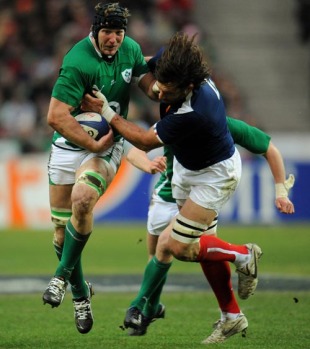 Ireland's Stephen Ferris breaks a tackle, France v Ireland, 6 Nations, Stade de France, Paris, France, February 13, 2010