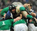 France's Thierry Dusautoir gets to grips with Ireland's Paul O'Connell