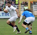 England's Nick Easter takes on Italy's Martin Castrogiovanni