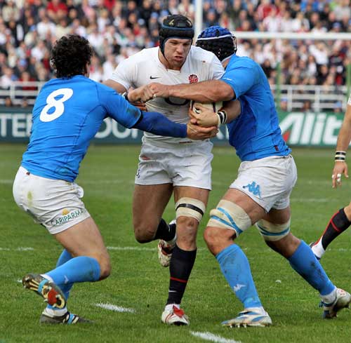 England's James Haskell takes on the Italy defence
