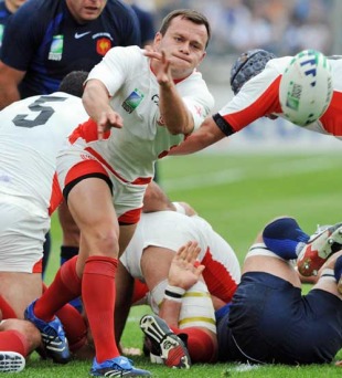 Georgia scrum-half and captain Irakli Abusseridze passes the ball, France v Georgia, Rugby World Cup, Stade Velodrome, Marseille, France, September 30, 2007