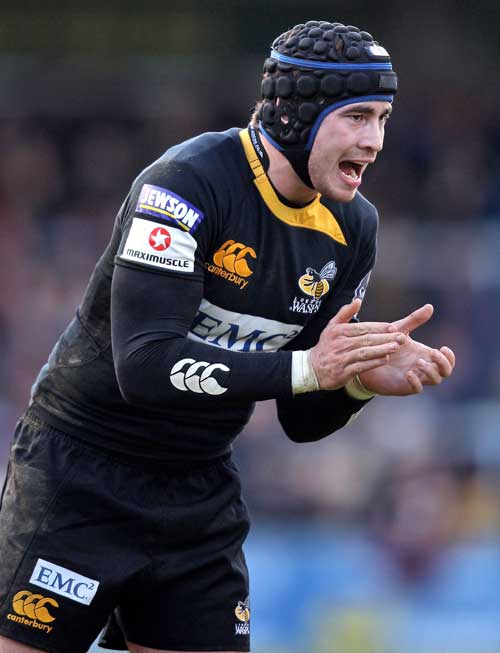 Wasps fly-half Danny Cipriani encourages his side