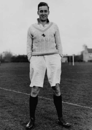 A portrait of Wilfred Wooller, a former blue at Cambridge University in cricket and rugby, who scored Wales' only try in the international against England at Twickenham, January 1, 1937