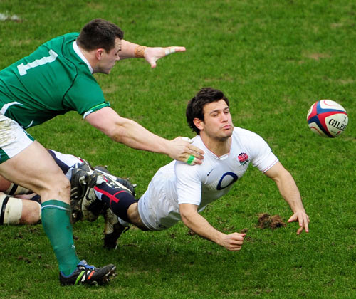 Danny Care just about the gets the ball away to his backs