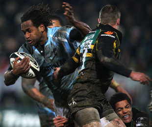 Leicester's Lote Tuqiri tries to break the gain-line, Northampton Saints v Leicester Tigers, Franklin's Gardens, Northampton, England, February 27, 2010