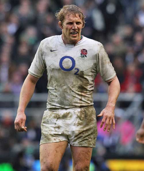 England flanker Lewis Moody looks for the ball