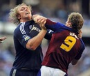 The Stormers' Schalk Burger and the Highlanders' Jimmy Cowan square up