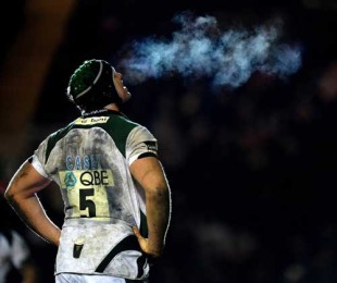 London Irish's Bob Casey takes a breather, Leicester Tigers v London Irish, Guinness Premiership, Welford Road, Leicester, England, March 6, 2010