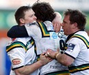 Northampton's Chris Ashton is congratulated on a try