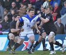 Bath's David Wilson vies for the ball with Newcastle's Alex Tait